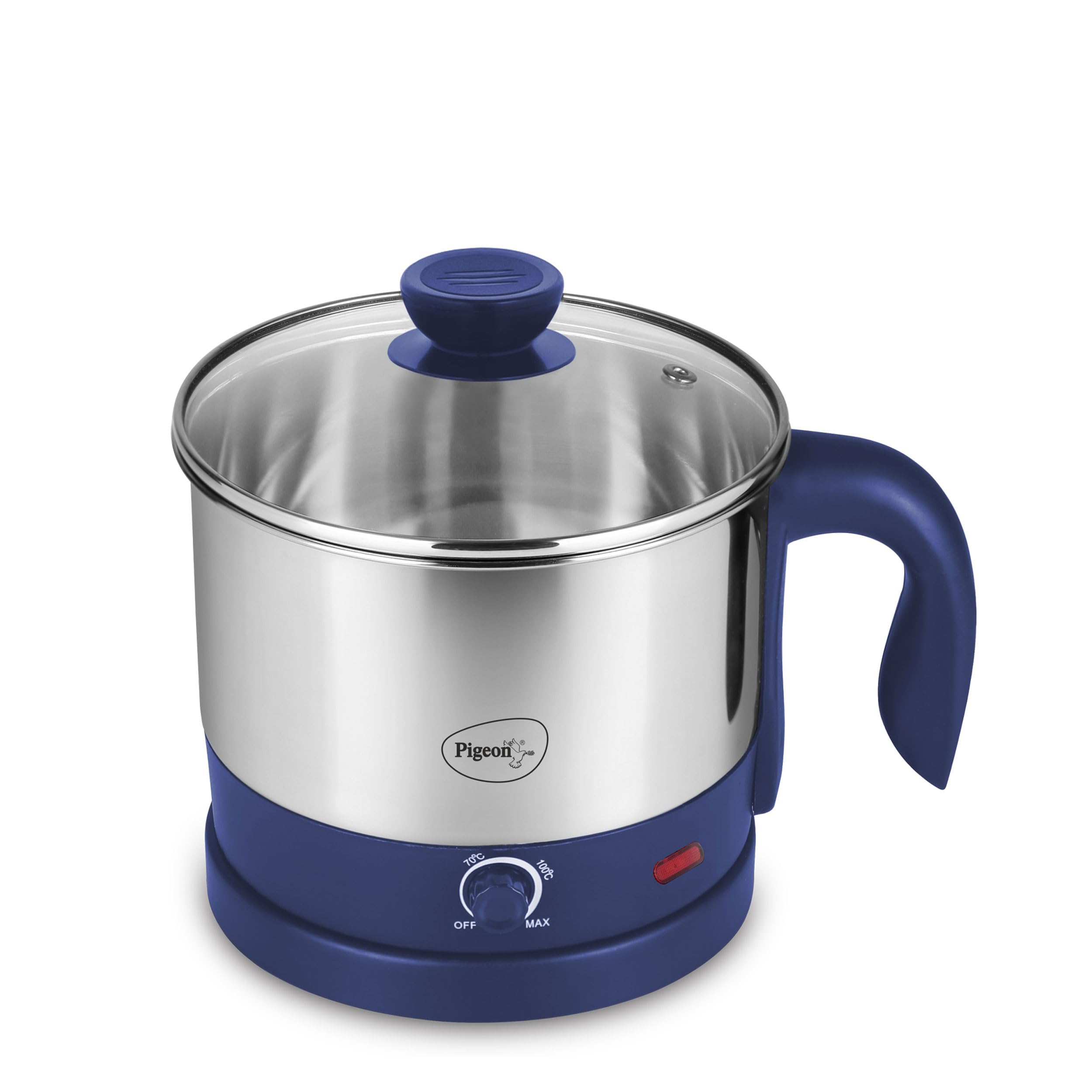 Pigeon By Stovekraft Swift Multi-Cook Kettle 1.5L, Egg Rack - Black | Double Layered | Food Grade Stainless Steel Inner Wall | Glass Lid | Auto Shut-Off, 600 Watts