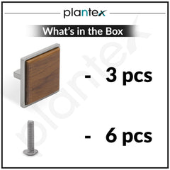 Plantex Knobs for Drawer/Square Drawer Knobs/Knobs for Cabinets/Pull-Push Knobs for Kitchen/Bedroom Drawer - Pack of 3 (Big, Satin & Wood)-5