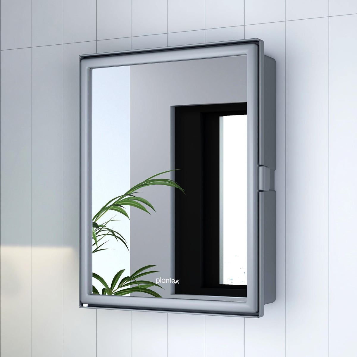 Plantex Bathroom Cabinet with Mirror/ABS Bathroom Storage Cabinet/Wall Mounted Bathroom Cabinet/Mirror with Storage for Bathroom(14x18 Inch, Grey)-1