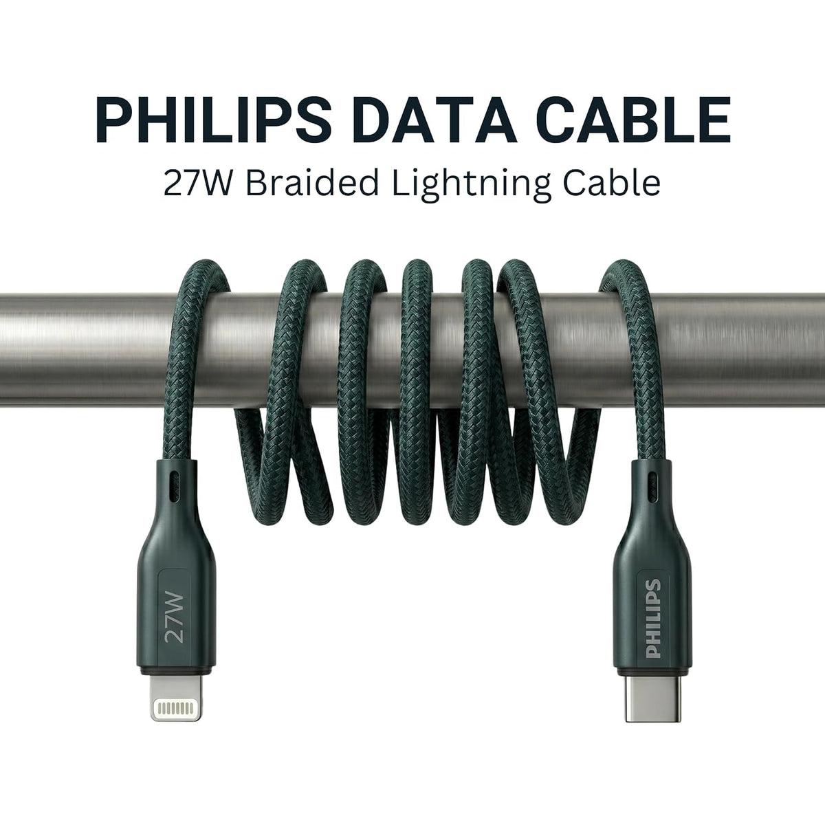 Philips DLC4130LT/94 27W iPhone Original Type-C to Lightning Fast Charging Cable (1m, Crystal Teal)