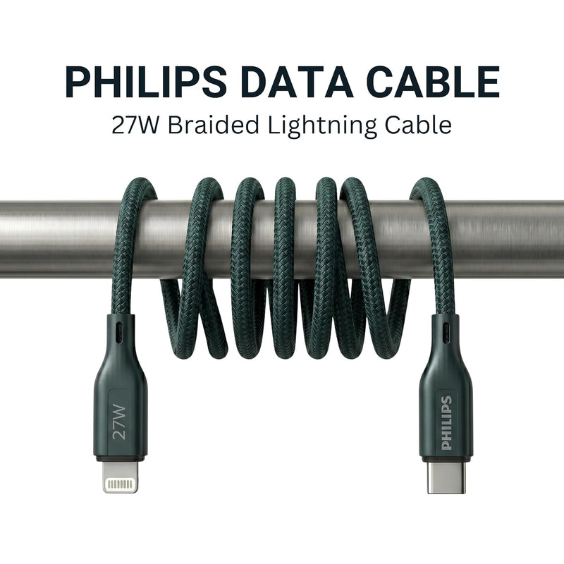 Philips DLC4130LT/94 27W iPhone Original Type-C to Lightning Fast Charging Cable (1m, Crystal Teal)
