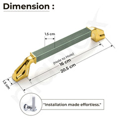 Plantex Aluminium Cabinet Handle/160mm Wardrobe Handle for Home/Cupboard Door Pull-Push Handles for Office - Pack of 1 (Green & Gold)-2