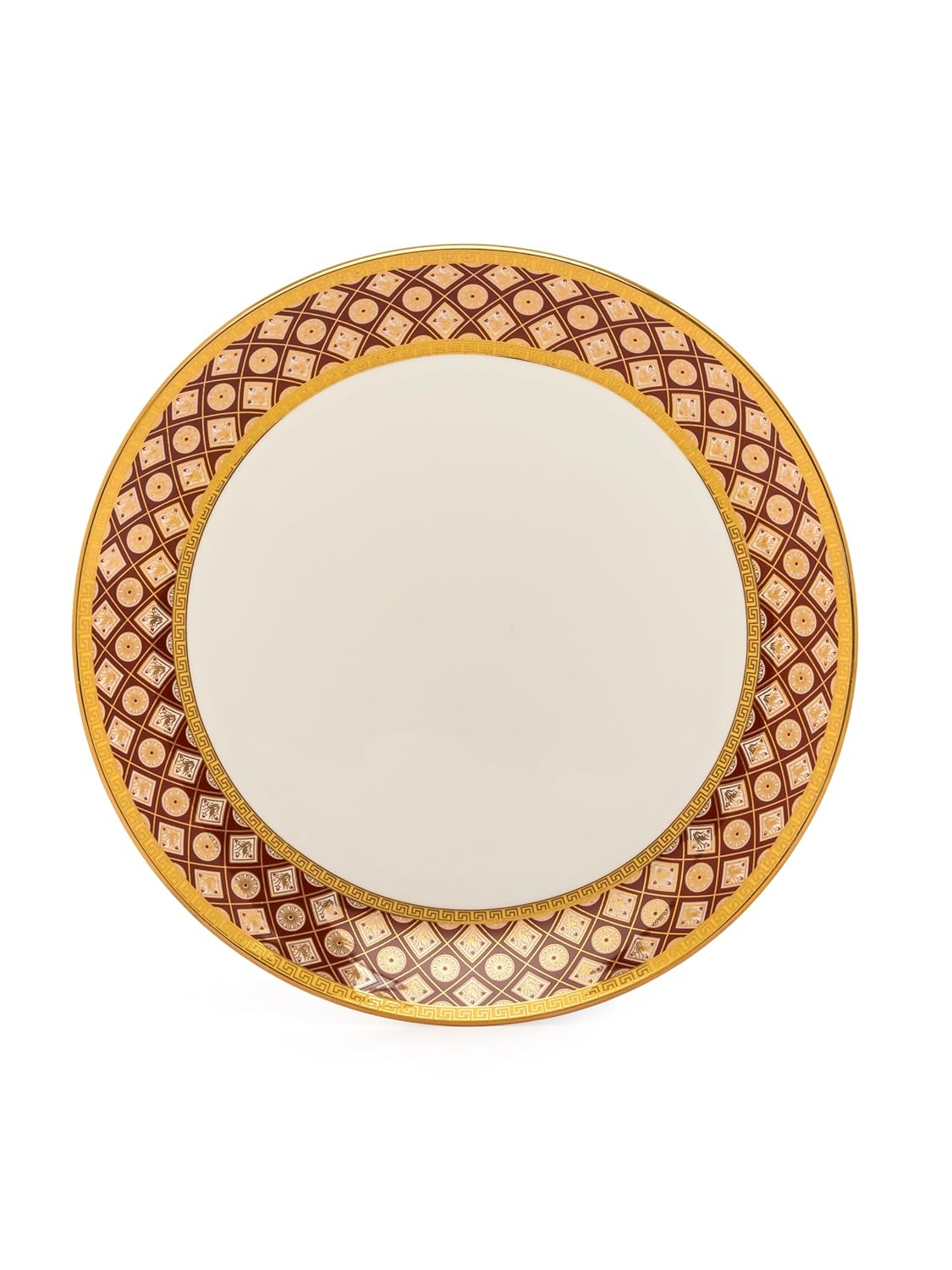 Clay Craft Fine Ceramic Golden Print Royal Velvet Dinner Set - 38 Pcs -(Maroon Golden), for Family of 6, Dinner Set Ceramic, Dining Set for Dinner, Crockery Set for Gift, Kitchen Set for Home