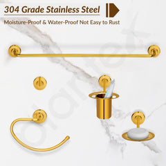 Plantex 304 Grade Stainless Steel Bathroom Accessories Set of 5 - Towel Rod/Hand Napkin Hanger for Wash Basin/Soap Case/Toothbrush Holder/Robe Hook - Daizy (Golden)-4