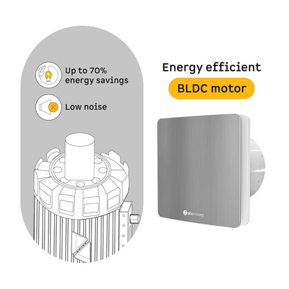 atomberg Studio Exhaust Fan 150mm (6 Inches) | BLDC Motor | 6.8W| Low Noise | 2000 RPM| Ideal for Bathroom,Kitchen | Easy to Clean | Installation-Round Cut (153mm) | 2 Years Warranty (Brushed Steel)