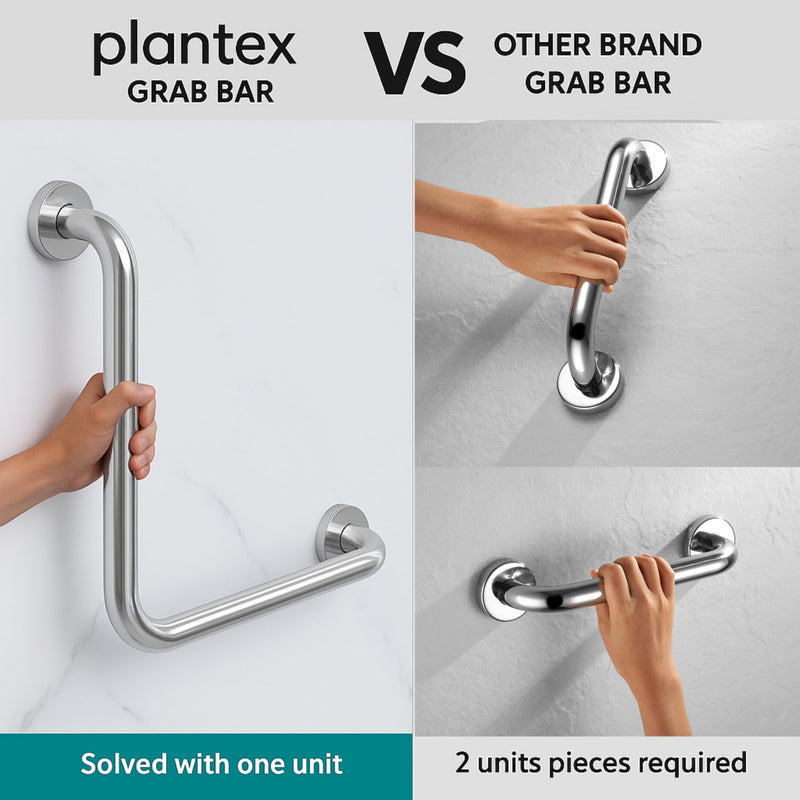 Plantex L-Shape Toilet Support for Elderly People/Wall-Mounted Safety Handle Made of Stainless Steel - Pack of 2 (Chrome)-4