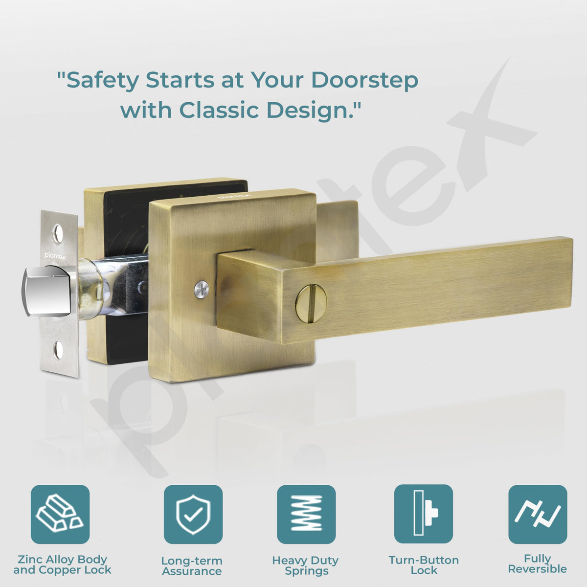 Plantex New Age Bathroom Door Locks/Key-Less Door Lock Set for Bedroom/Balcony/Office/Storeroom - Reversible Design (Brass Antique Finish, 30mm to 50mm Door Range)-3