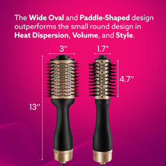 AGARO HV2179 Hot Air Brush for Hair, Blow Dryer Brush, Volumizer & Styler, 360° Airflow Vent, Oval Barrel for Hair Volume, Charcoal Bristles, Ceramic Coating Brushing Head, 1200W, Gold & Black