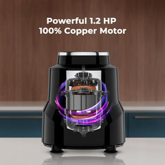 Butterfly Magnum 1.2 HP Mixer Grinder 3 Jar | 100% Copper Motor | 3 Stainless Steel Multipurpose Jars | ABS Body | Handsfree Operation | Lifetime Motor Warranty| Black