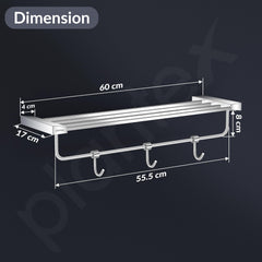 Plantex Smero Pure Brass 24 inch Towel Rack for Bathroom/Towel Stand/Hanger/Towel Holder/Towel Bar/Bathroom Accessories - Arrete (Chrome)-5