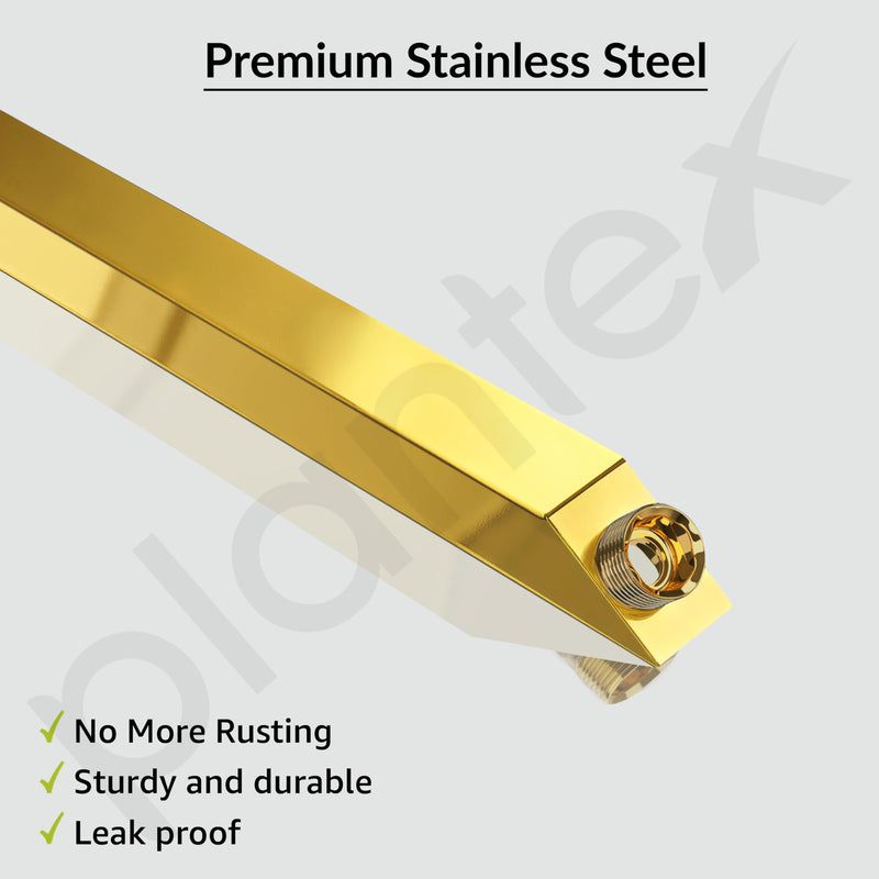Plantex 12-Inch Shower Arm for Overhead Shower/Stainless Steel Shower Pipe/Wall Mount Bathroom Fitting with 1⁄2-Inch Thread - Pack of 1 (Gold)-2