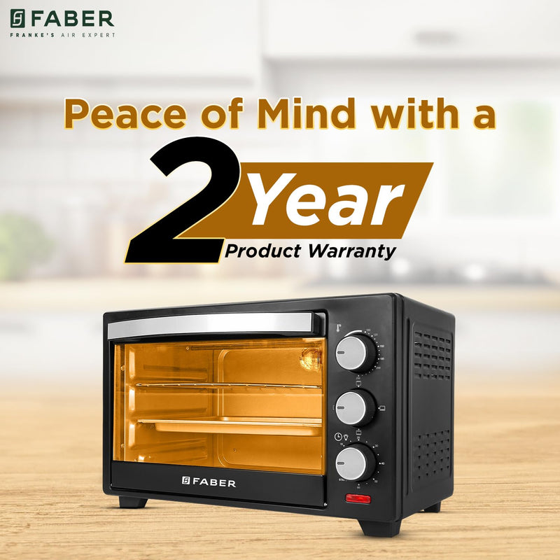 Faber FOTG 20L Neo|1400 Watts OTG|Bake,Toast, Grill| 4 Stage Functions,Upper & Lower Heating|Cool-Touch Handle, Heat Resistant Glass, Indicator Light, Auto-Shut, Ready Bell| Removable Crumb Tray