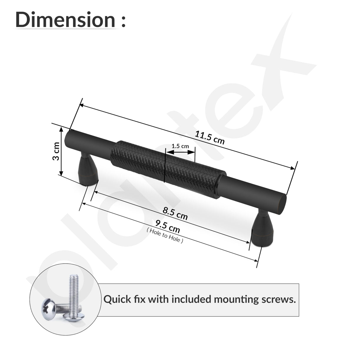 Plantex Cabinet Handle/96mm Handle for Cabinet/Wardrobe/Kitchen Handle/Door Pull-Push Handle for Home/Office - Pack of 1 (Black) (Model APS-DTC-3910)-2