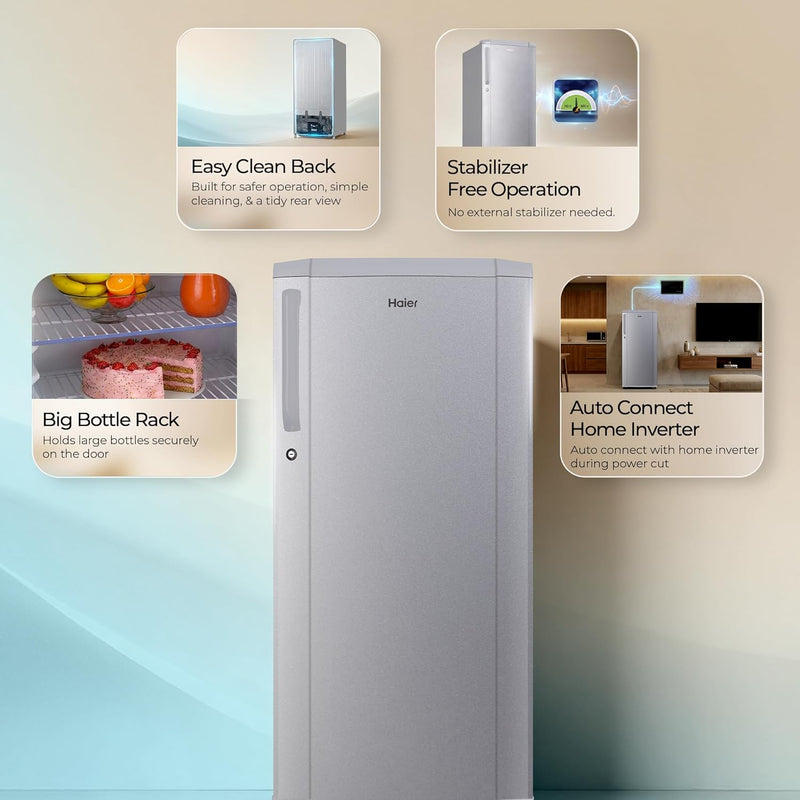 Haier 165 L 1 Star Direct Cool Single Door Refrigerator with Diamond Edge Freezing Technology, Easy Clean Back, Large Vegetable Box (HED-171MSA-P,)-3
