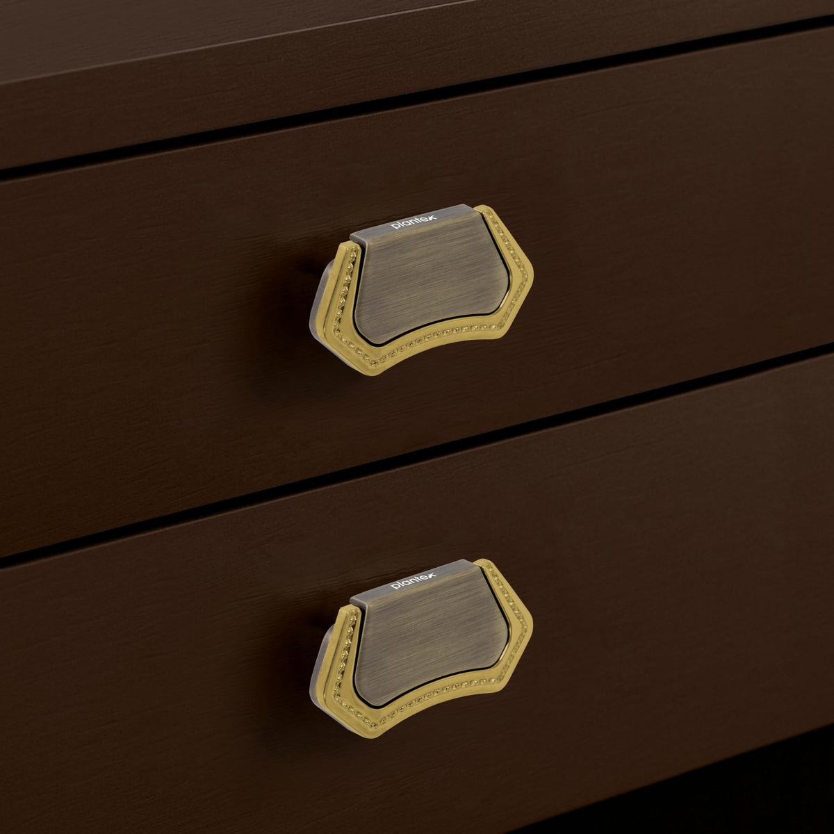 Plantex Drawer Kadi/3 Inch Chest Handle for Drawer/Rectangular Cabinet Kadi/Pull-Push Kadi for Home/Office Drawer - Pack of 2 (DTK-296, Brass Antique & Gold)-2