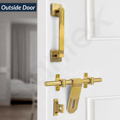 Plantex Stainless Steel Door Kit for Single Door/Door Accessories (10-inch Al-Drop,8-inch Latch,2 Handles of 8 and 7 Inch,7-inch Tower Bolt and 4-inch Door Stopper- (PVD Gold)-6