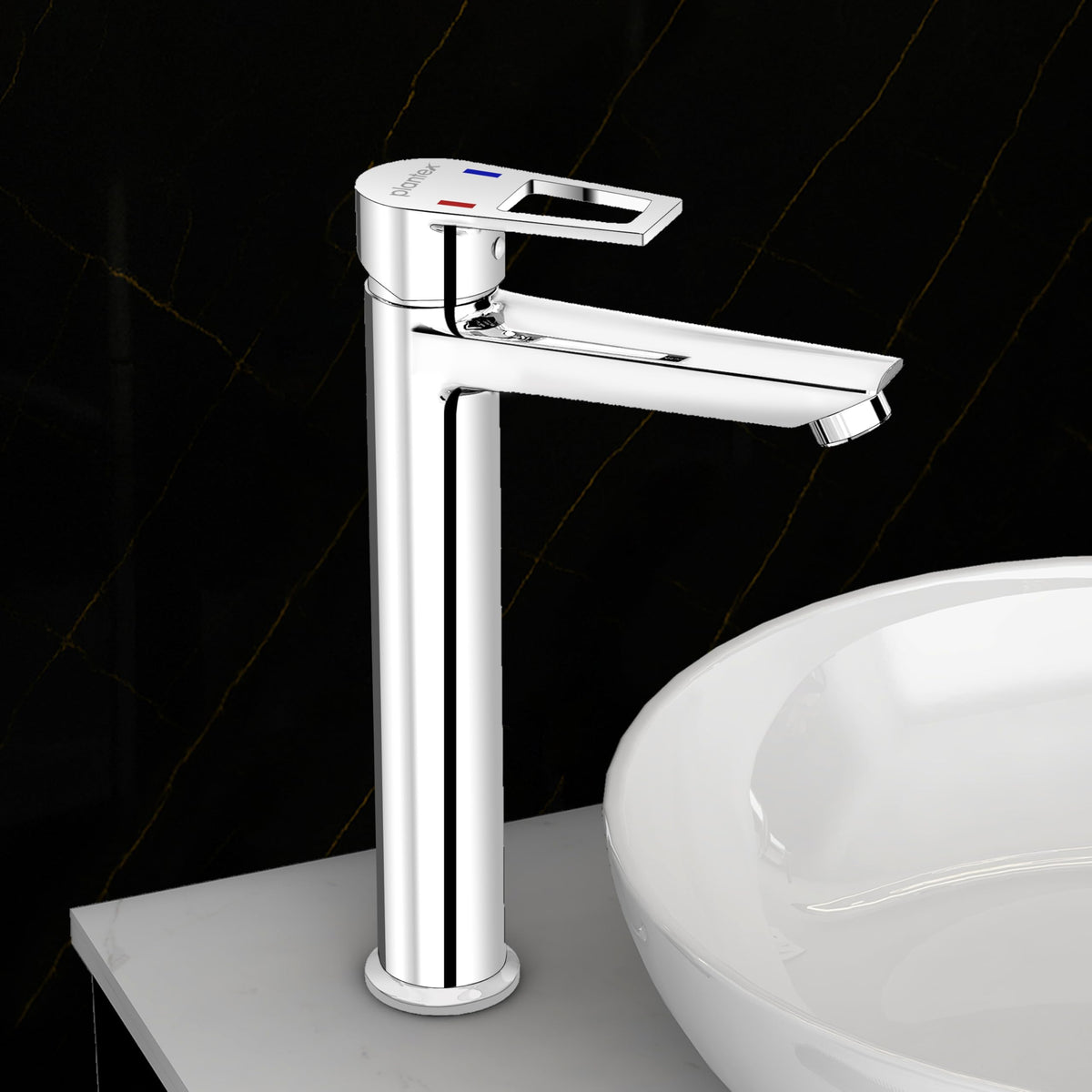 Plantex Single Lever Basin Mixer Tap/Brass Pillar Tap for Wash Basin/Hot and Cold Water Tap for Basin/Long Body Water Tap - Pack of 1 (Chrome, 3227)