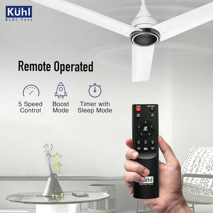 KUHL Arctis A4 1200 mm BLDC 65% Power Saving BLDC Ceiling Fan With Remote | BEE 5 Star Rated & ISI Marked | High Air Flow | 5 Year Warranty on Motor | White Dual