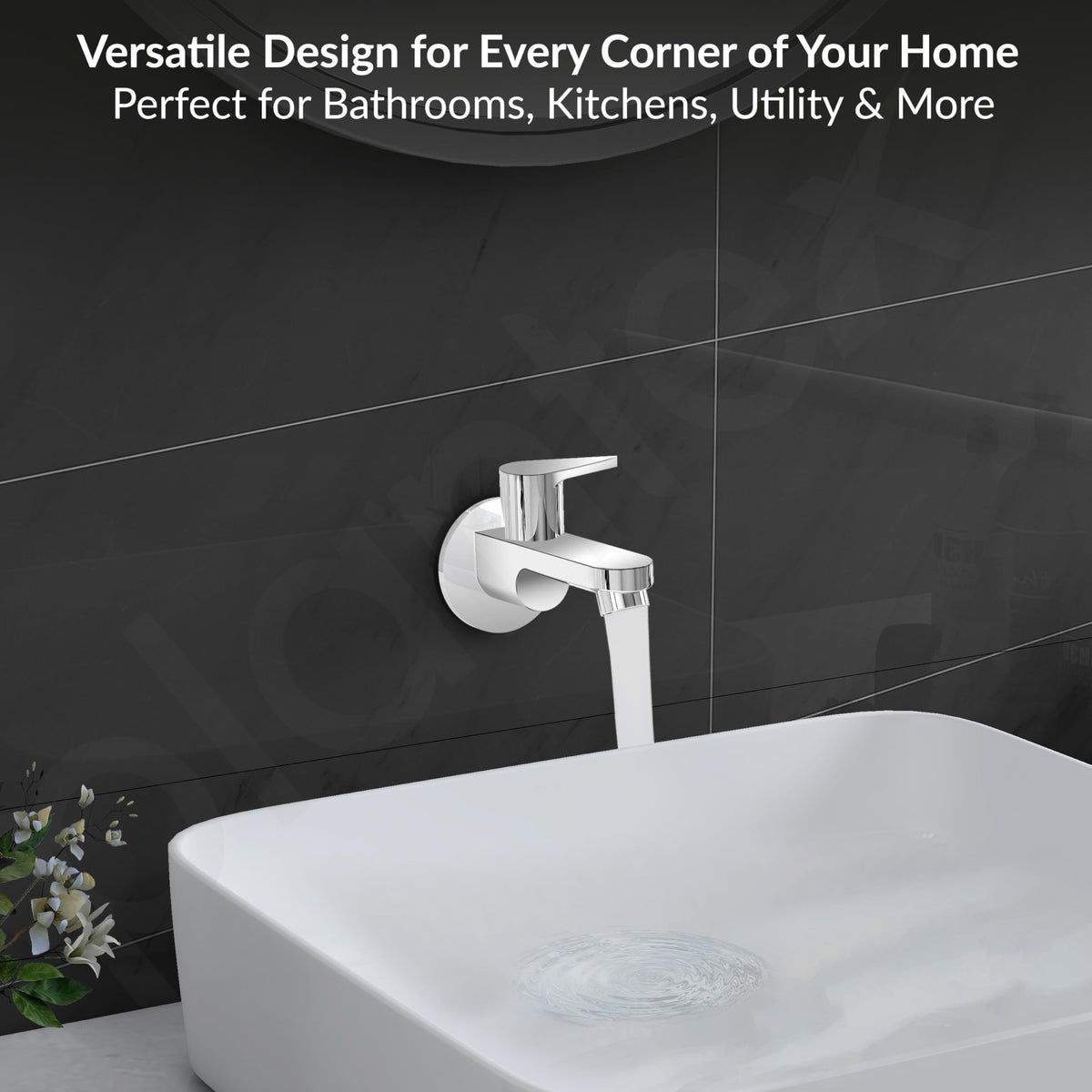 Plantex Pure Brass PAC-1802 Bib Cock Water Tap with Water Saving Aerator/Bib Tap with Brass Wall Flange and Teflon Tape-7 Year Warranty (Mirror Chrome Finish)-6