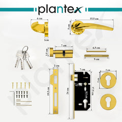 Plantex Mortise Door Lock for Home/Main Door Lock with 3 Years of Warranty/Door Handle Lock Set with Brass Lock Body & Cylinder (7128, PVD Gold)-6