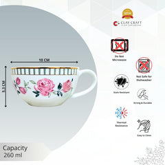 Magique by The Wishing Chair x ClayCraft : Portrait of a Rose - Tea for One Giftbox | Ceramic Tea Cup and Saucer| Dishwasher Safe | Festive Gifting | GiftBox Packaging