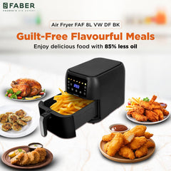 Faber 8 L 1700W Digital Air Fryer | Fry, Bake, Roast | 85% Less Oil, 200°C Swirl Heating Technology | 7-Preset Menu, Tou