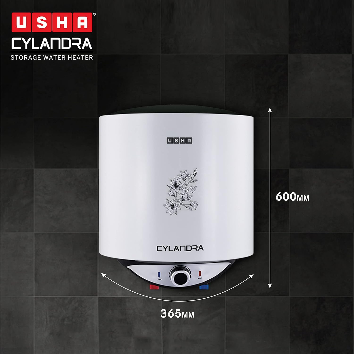 Usha Cylandra 25 Litre Storage Water Heater With Free Installation (White), Wall Mounting
