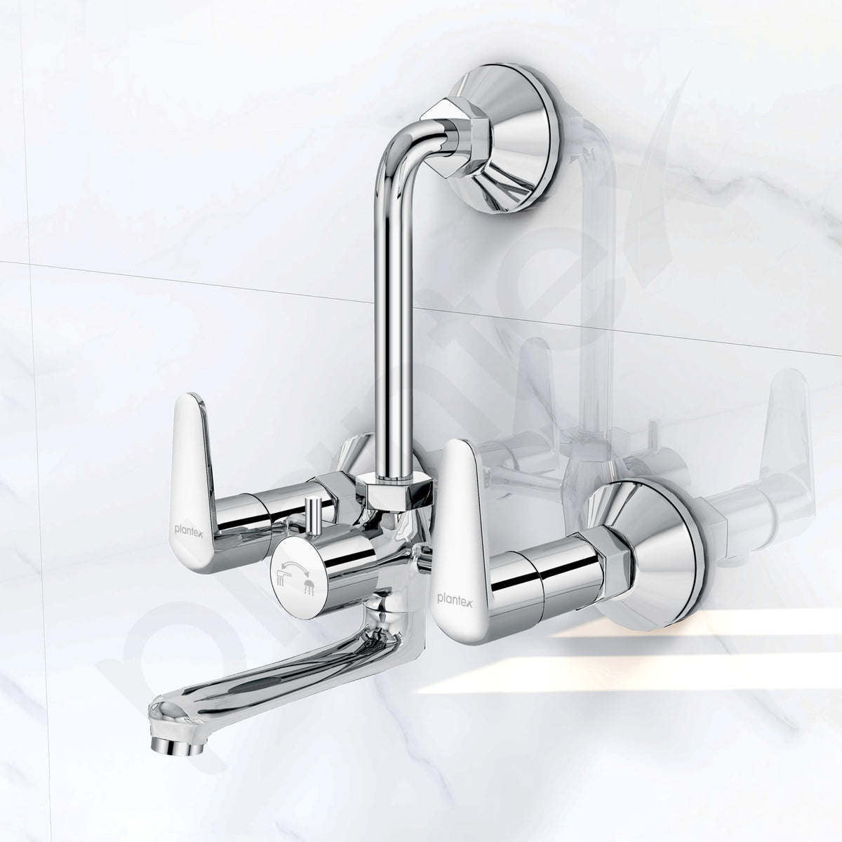 Plantex Pure Brass Wall Mixer for Bathroom 2 in 1 with L-Bend Connector/Tap Mixer/Nickel Chrome Mirror Finish Mixture Tap with Water Saving Aerotor - (DOL-2320-Chrome)-6