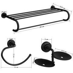 Plantex 304 Grade Stainless Steel Bathroom Accessories Set of 3 - Towel Stand/Napking Hanger/Dual Soap Holder for Bathroom - Daizy (Black)-3
