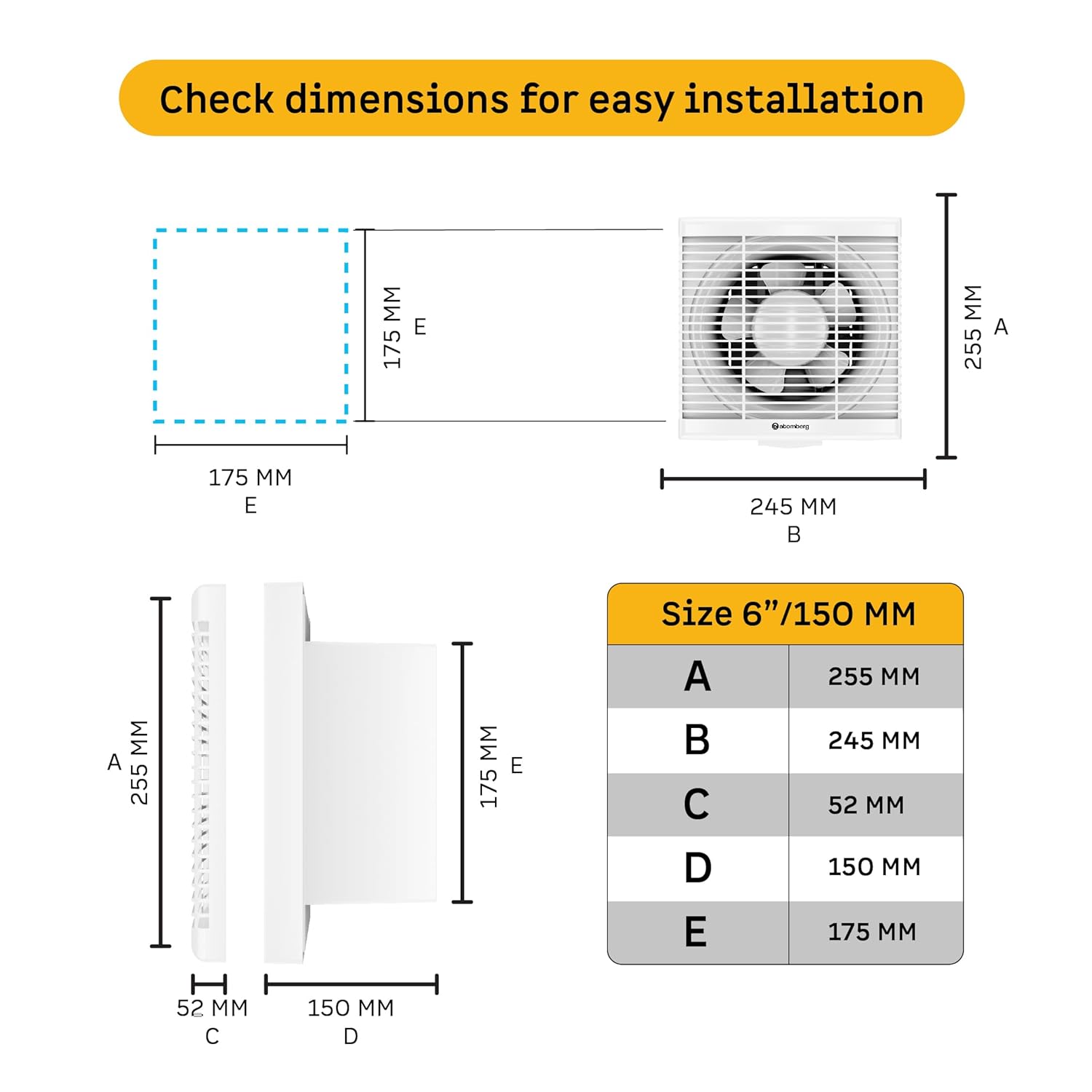 atomberg Efficio Exhaust 6 Inches | Suitable for Bathroom, Kitchen | BLDC Motor | Easy to Clean | 2 Year Warranty (White)