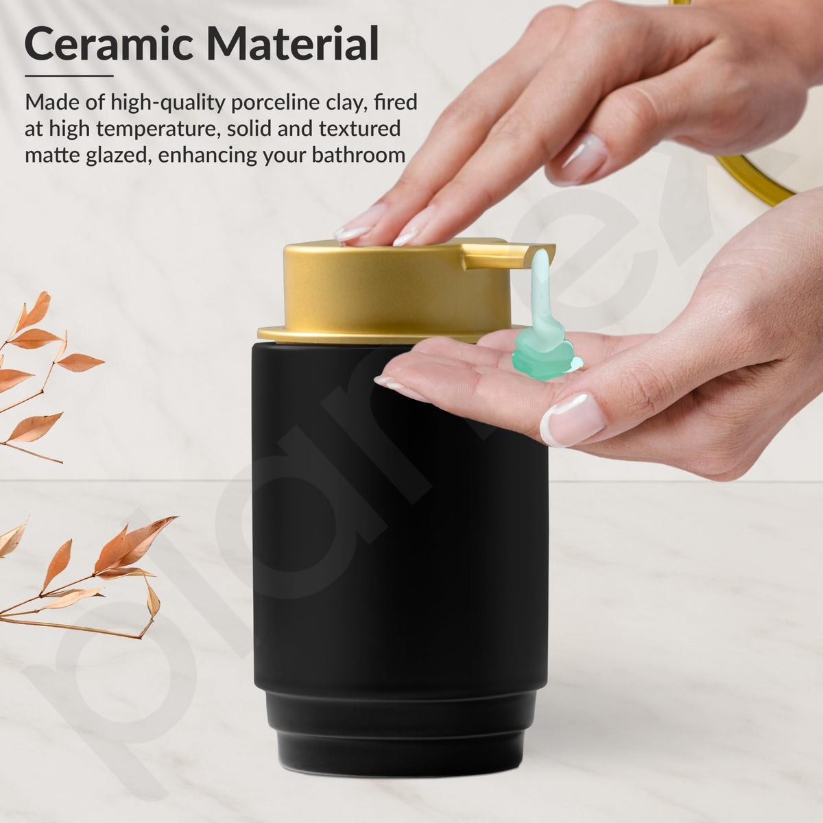 Plantex Soap Dispenser for Washbasin Ceramic/HandWash Soap Dispenser/Soap Dispenser Ceramic ABS Pump Head - Black (Pack of 1)-5