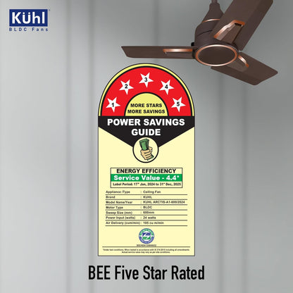 KUHL Arctis A1 600 mm BLDC 65% Power Saving BLDC Ceiling Fan With Remote | BEE 5 Star Rated & ISI Marked | High Air Flow | 5 Year Brand Warranty on Motor | Espresso