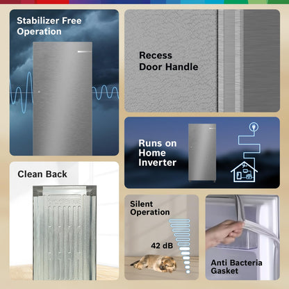 Bosch 187 L, 3 Star, Single Door Refrigerator with Industry's largest vegetable box* & largest Beverage space (CST18S23NI, Fine Steel) | 18 Hour Cooling Retention during powercut, 2.5x Faster Cooling