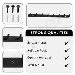 Plantex Wall Hooks for Hanging Cloth/Stainless Steel Towel Hangers/Bathroom Robe Hooks/Door Hangers/Wall Hook Rack/Hook Rail for Hanging Keys - 8 Hooks (Pack of 2, Black)-3