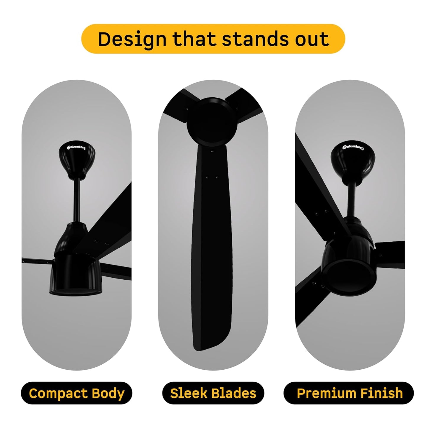 atomberg Renesa Prime 1200mm BLDC Ceiling Fan Compatible with Regulators | Without Remote | BEE 5 star Rated Energy Efficient Ceiling Fan | High Air Delivery (Gloss Black)