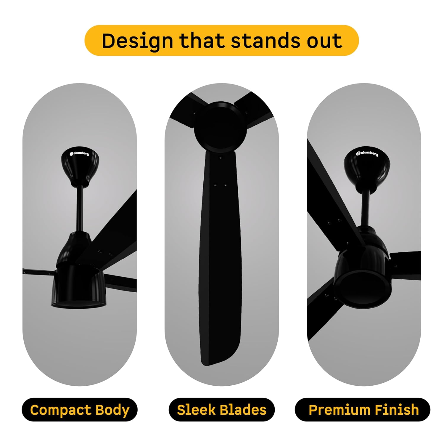 atomberg Renesa Prime 1200mm BLDC Ceiling Fan Compatible with Regulators | Without Remote | BEE 5 star Rated Energy Efficient Ceiling Fan | High Air Delivery (Gloss Black)