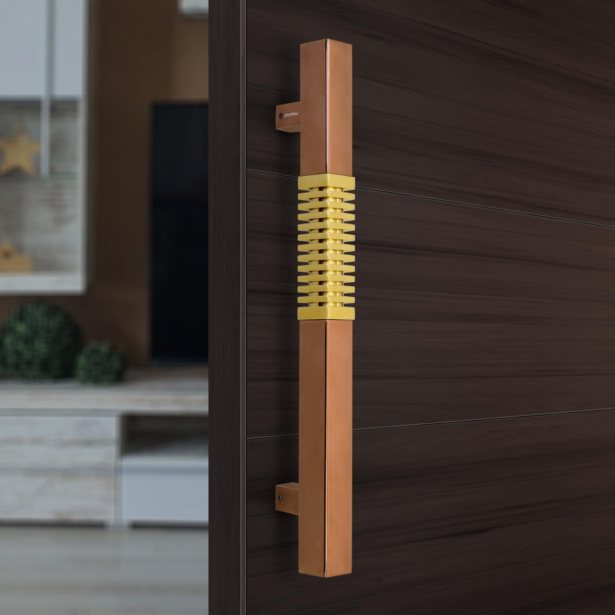 Plantex Door Handle/Stainless Steel Handle for Main Door/12 Inch Pull-Push Handle for Home/Office/Hotel - Pack of 1 (PVD Rose Gold and Gold) - 3 Years Warranty-1