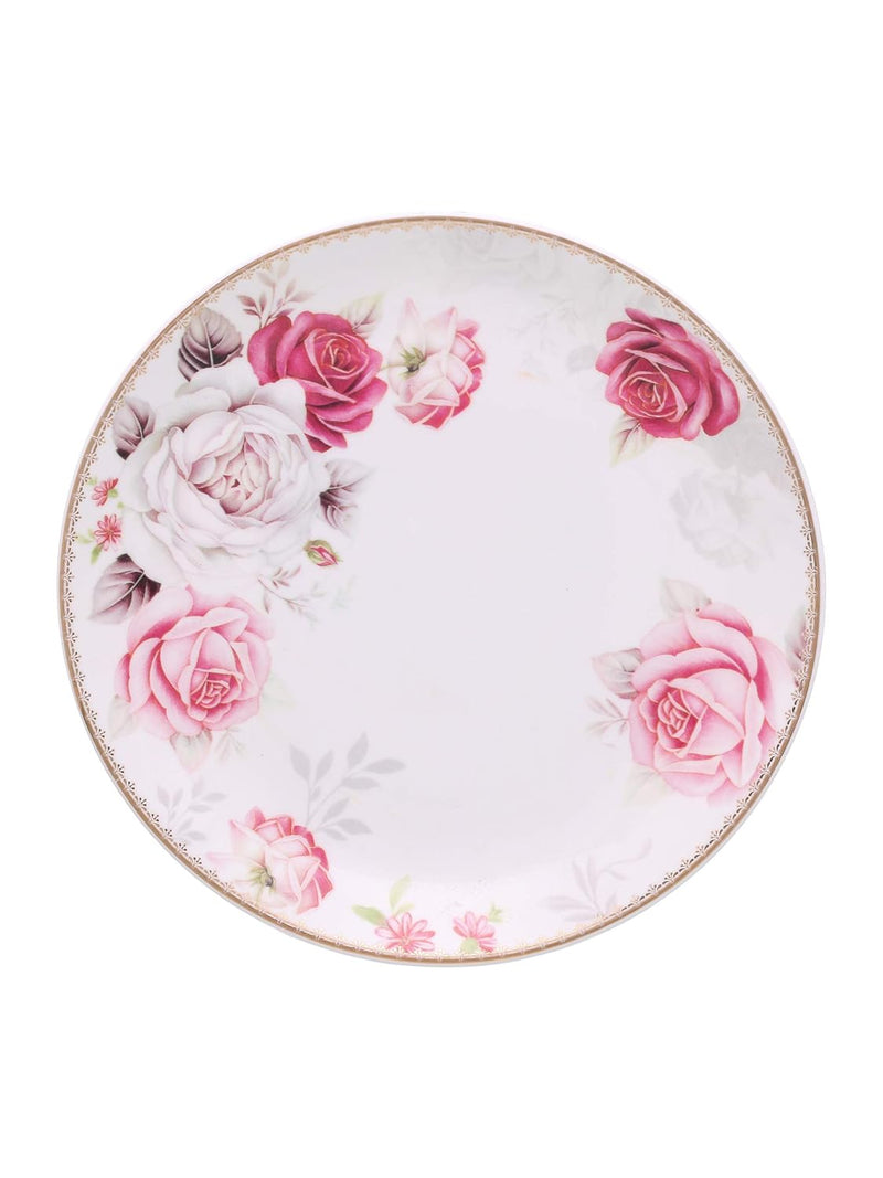 Clay Craft - Urmi Dinner Set of 18 Pieces, Rose Garden 22k Gold, for Family of 6, Dinner Set Ceramic, Crockery Set, Dining Set for Dinner, Plates and Bowls Set, Crockery Set for Gift