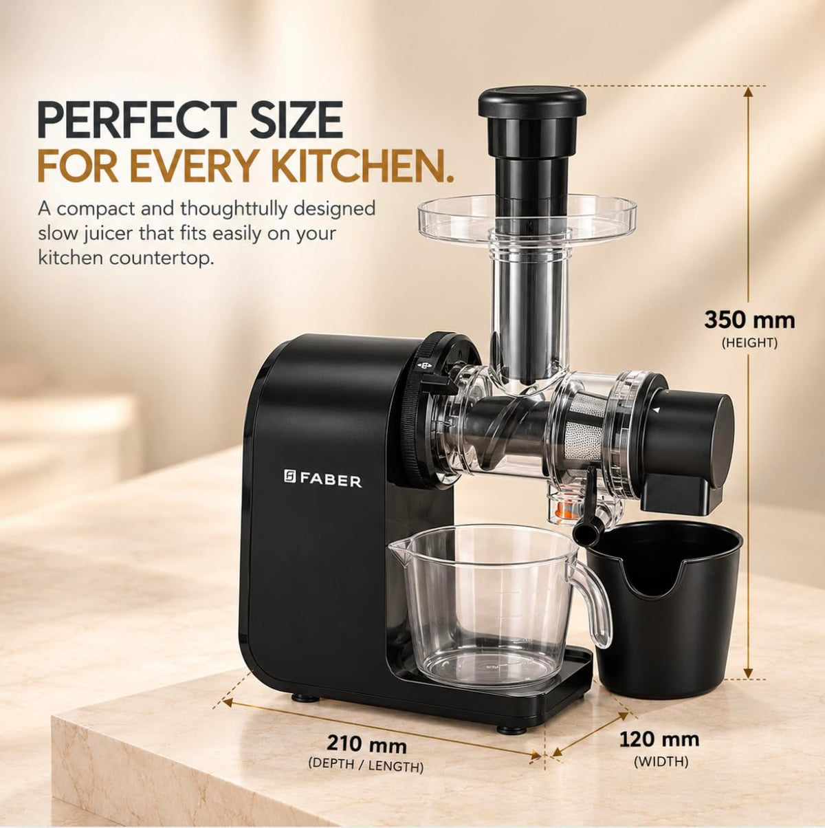 Faber FSJ NutriSip 150 Cold Press Slow Juicer | 200 Watts Motor| Safety Protection System|Low Vibration|SS 304 Mesh Filt