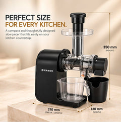 Faber FSJ NutriSip 150 Cold Press Slow Juicer | 200 Watts Motor| Safety Protection System|Low Vibration|SS 304 Mesh Filt