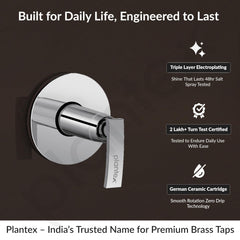 Plantex Pure Brass COL-1006 Angular Concealed Stop Cock/Concealed Stop Valve Tap For Bathroom With Teflon Tape & Brass Adjustable Wall Flange 15 mm (Mirror-Chrome Finish)-2