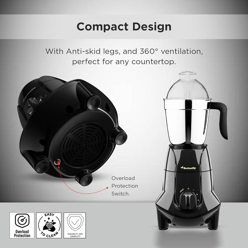 Butterfly Jet Elite Plus Mixer Grinder, 750W, 5 Jars, Grey