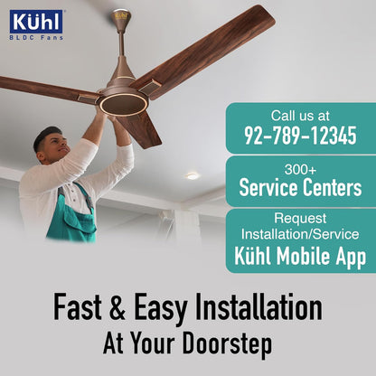 KUHL Prima A5 1200Mm Bldc Ceiling Fan With Remote | Inr 300 Off On Exchange | 5 Star Rated | High Airflow | Saves Up To 65% Electricity | 5-Year Warranty | Teak
