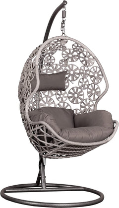 Montes Single Seater Hanging Swing With Stand For Balcony , Garden (Brown) Braided & Rope