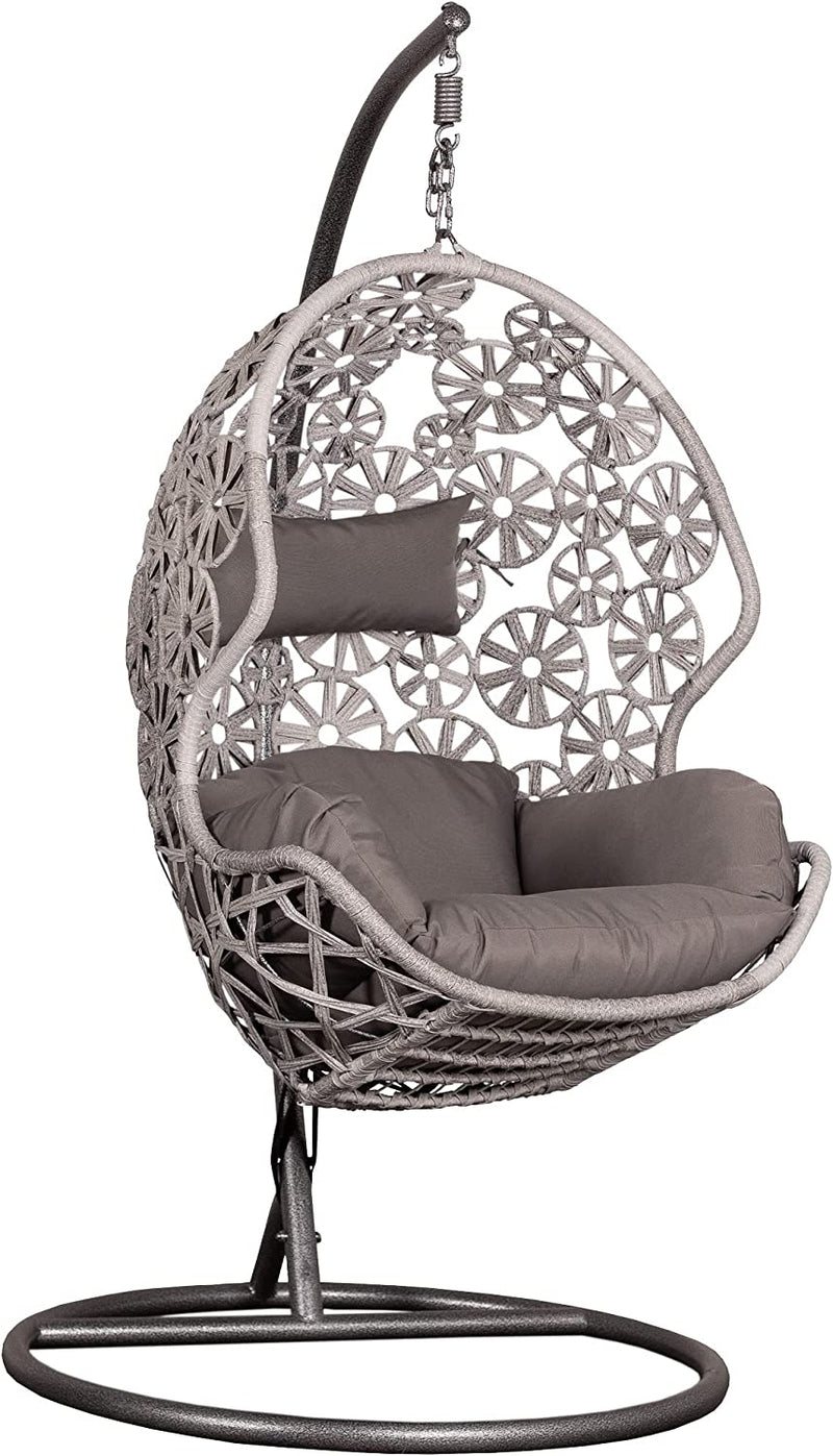 Montes Single Seater Hanging Swing With Stand For Balcony , Garden (Brown) Braided & Rope