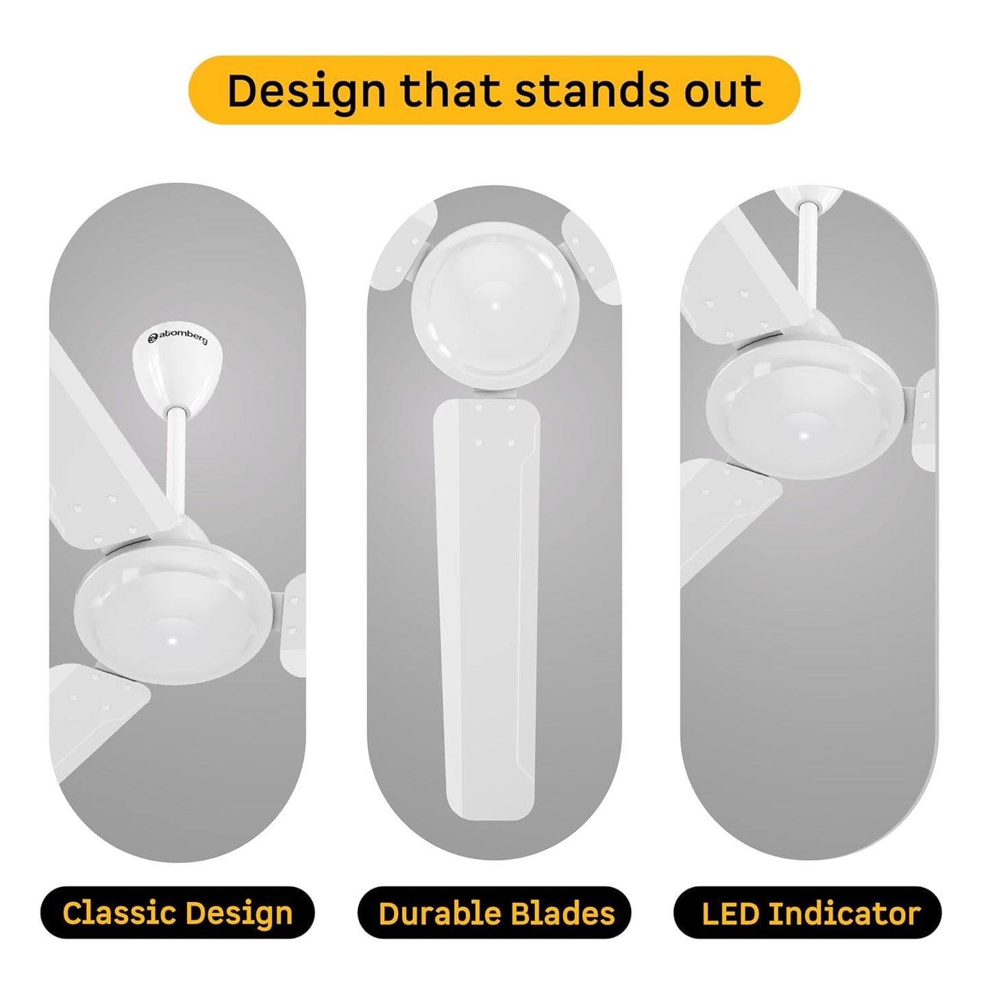 atomberg Ameza 1200mm Timeless BLDC Ceiling Fan with Remote|BEE 5 star|High Air Delivery|LED Speed Indicator|Low Noise|Timeless Design with Power Saving|2 Year Warranty|Gloss White