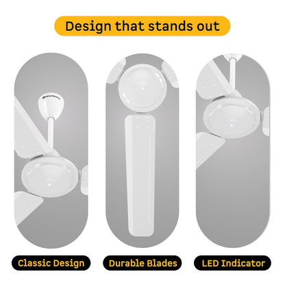 atomberg Ameza 1200mm Timeless BLDC Ceiling Fan with Remote|BEE 5 star|High Air Delivery|LED Speed Indicator|Low Noise|Timeless Design with Power Saving|2 Year Warranty|Gloss White