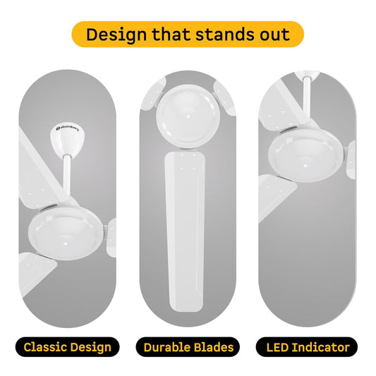 atomberg Ameza 1200mm Timeless BLDC Ceiling Fan with Remote|BEE 5 star|High Air Delivery|LED Speed Indicator|Low Noise|Timeless Design with Power Saving|2 Year Warranty|Gloss White