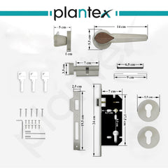 Plantex Heavy Duty Mortise Door Lock/Door Handle Lock/Main Door Handle Set for Home/Office/Door Accessories - (PT-012, Satin & Wood)-3