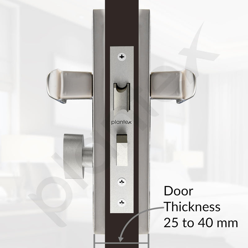 Plantex Heavy-Duty Door Lock Set - Main Door Lock Handle Set/Mortise Lock with 3 Keys, Brass Lock Body & Cylinder (8127 - Satin White & Chrome)-5